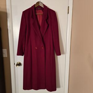 Michelle Stuart Petite 100% Wool Dress Coat Long Collared Career vintage Size S